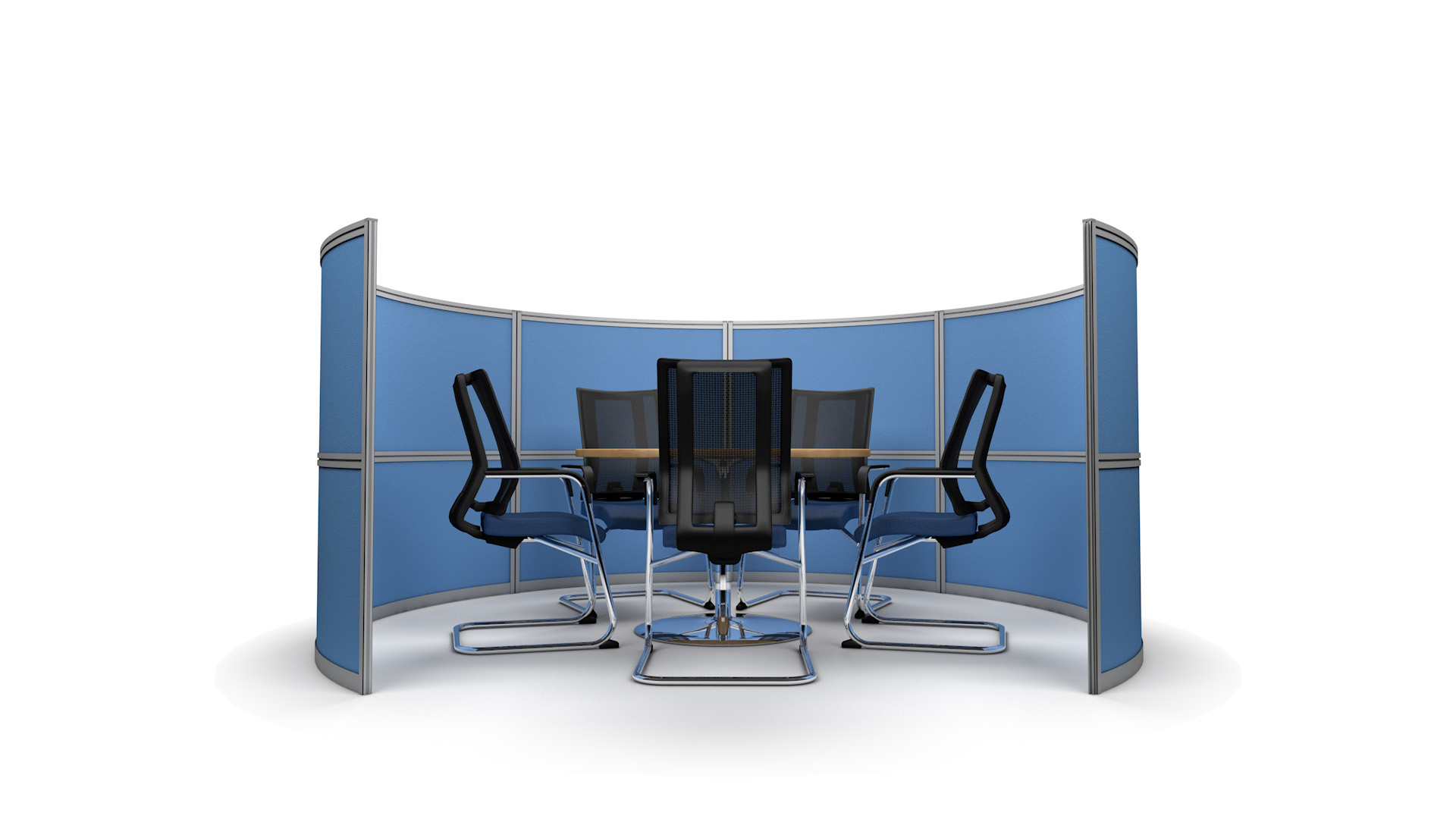 5 Person Circular Office Screen Meeting Booth 3m Wide